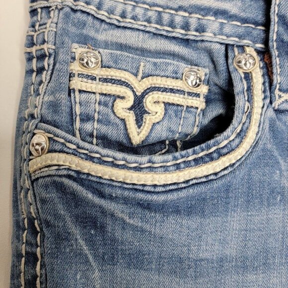 Rock Revival Women's Bootcut Jeans Size 29 Denim Blue Distressed Fashion Issues - Picture 12 of 14